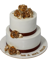 White & Golden Wedding Cake