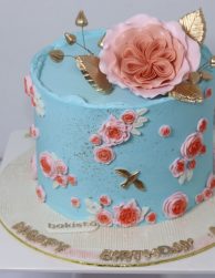 Light Blue Theme Birthday Cake