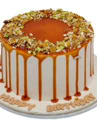 Caramel With Pistachio Topping Cake