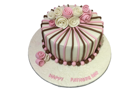 Pink Flower Theme Cake For Dad