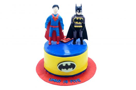 Batman Spiderman Theme Cake
