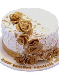 White Golden Theme Cake