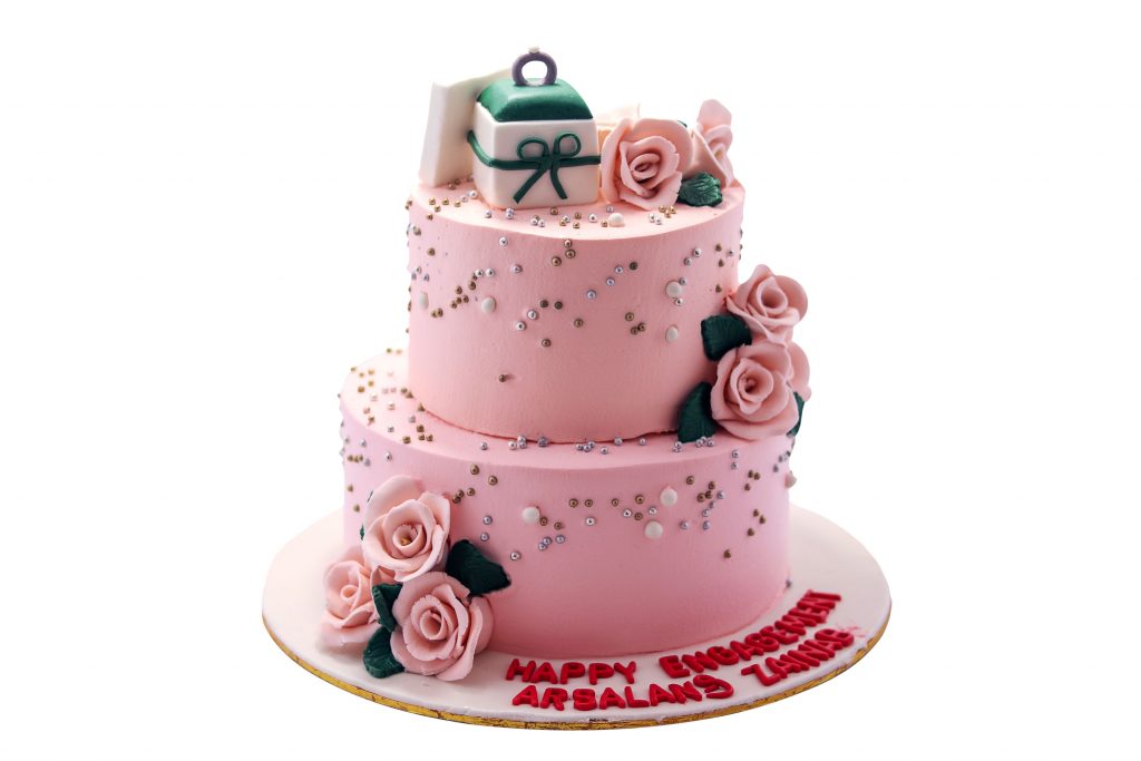 Pink Theme Engagement Cake