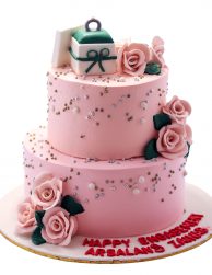 Pink Theme Engagement Cake